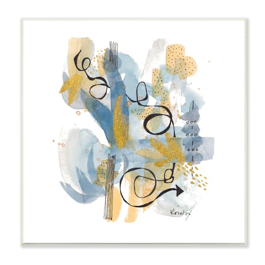 Stupell Industries Modern Directional Arrow Abstraction Blue Yellow Watercolor,12" x 12"